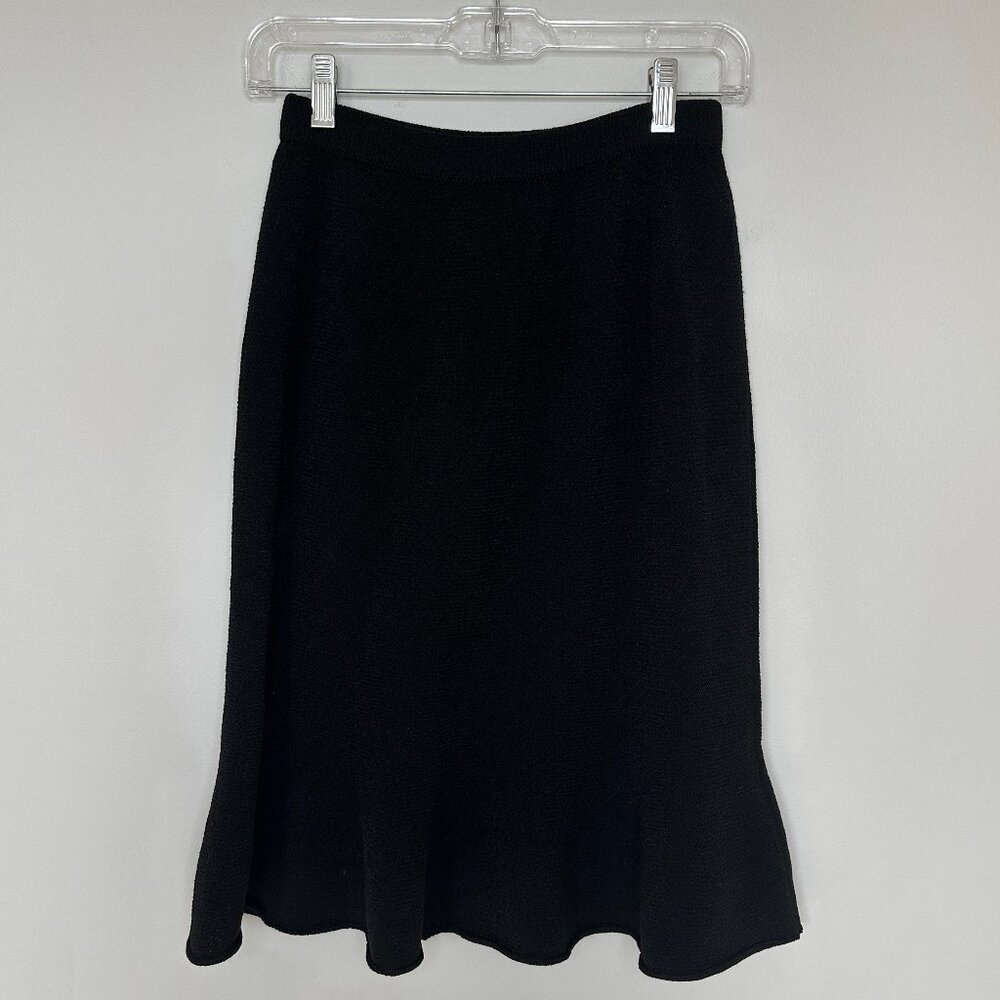 Steve Fabrikant Women's Vintage Black Wool Blend Curly Wavy Hem Skirt Size SP